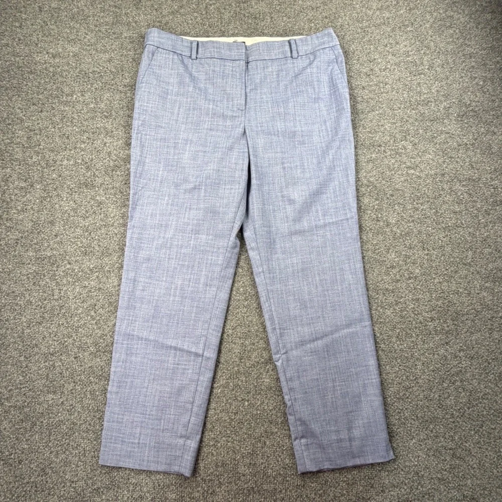 Talbots Hampshire Ankle Pant Womens 16 Light Blue Textured Straight Leg Trousers